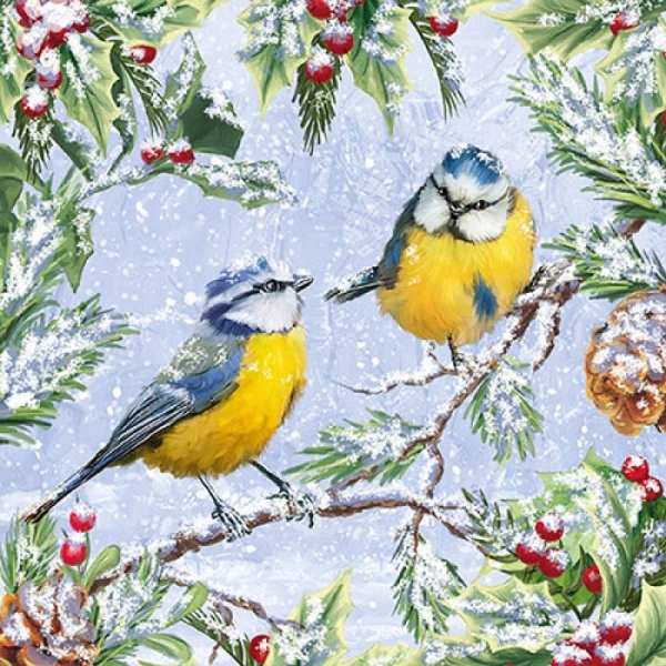 German Decoupage Napkins (5 pcs) - Chirping Birds