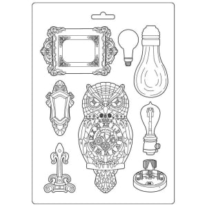 Stamperia Soft Maxi Mould 8.5"X11.5" - Owl and Memories Sir Vagabond