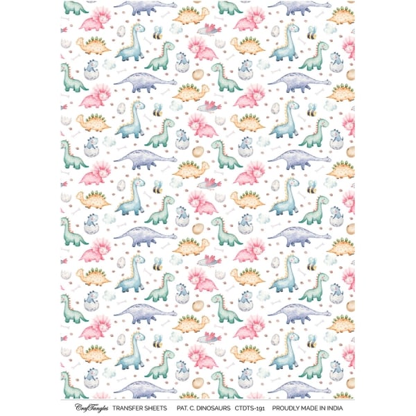 CrafTangles A4 Transfer It Sheets - Pattern Cute Dinosaurs
