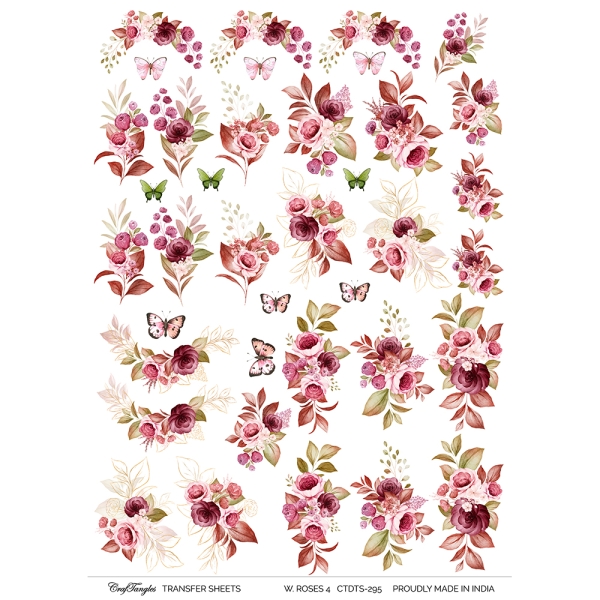 CrafTangles A4 Transfer It Sheets - Watercolour Roses 4