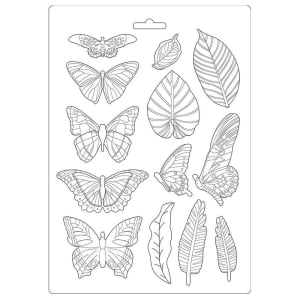 Stamperia Soft Maxi Mould 8.5"X11.5" - Leaves and Butterflies, Amazonia