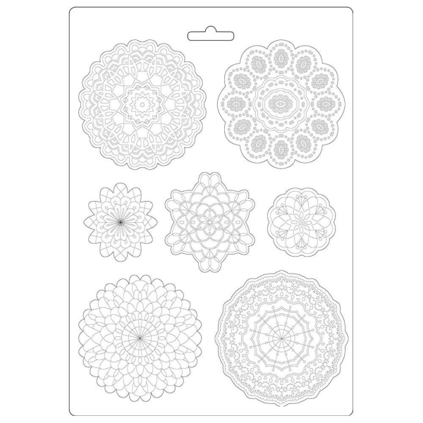 Stamperia Soft Maxi Mould 8.5"X11.5" - Round Lace, Passion