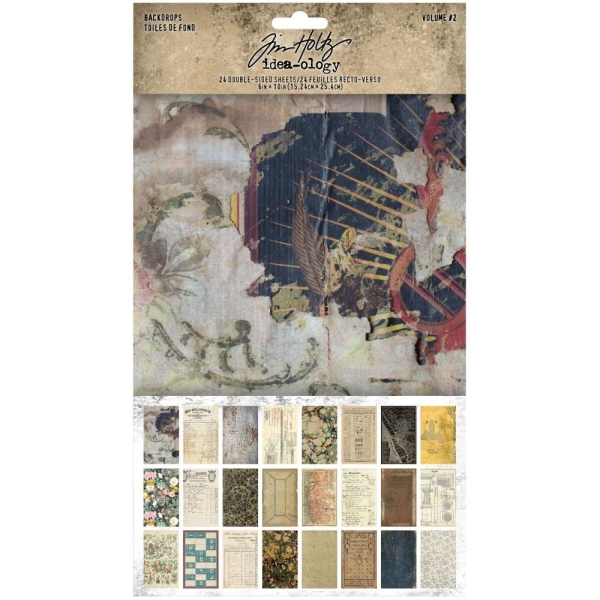 Tim Holtz Idea-Ology Backdrops Double-Sided Cardstock 6"X10" 24/Pkg - Volume 2