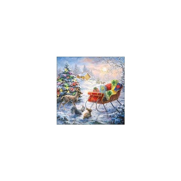 German Decoupage Napkins (5 pcs) - Packages in Sledge (Christmas)