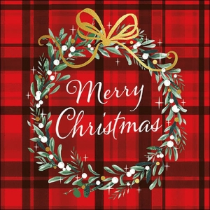 German Decoupage Napkins (5 pcs) - Christmas Plaid Red