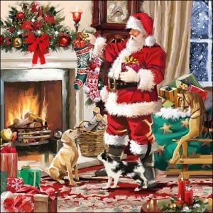German Decoupage Napkins (5 pcs) - Santa Interior (Christmas)