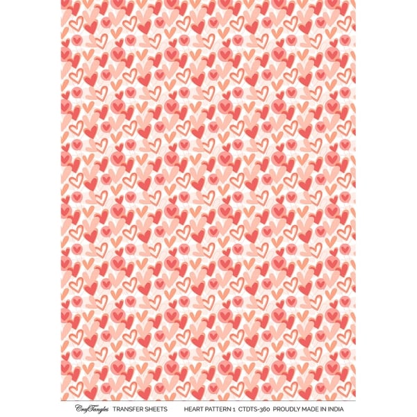 CrafTangles A4 Transfer It Sheets - Heart Pattern 1