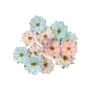 Prima Marketing Mulberry Paper Flowers - Peppermint Sweet/Christmas Sparkle
