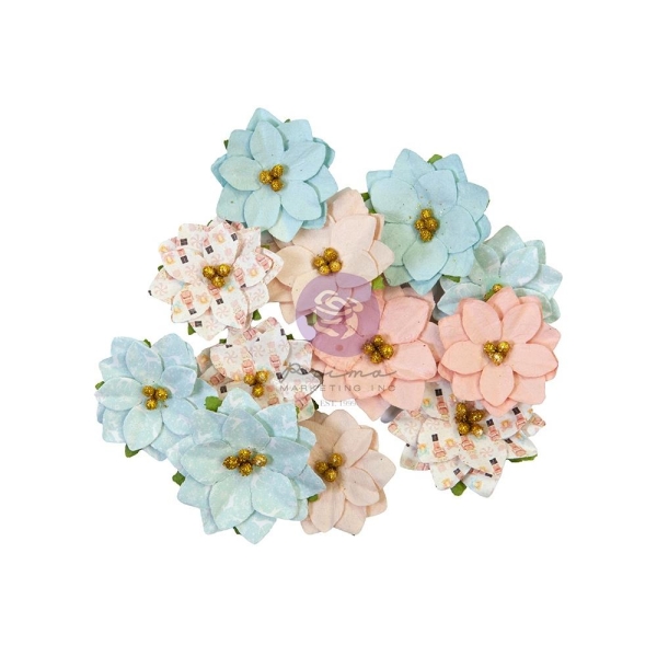 Prima Marketing Mulberry Paper Flowers - Peppermint Sweet/Christmas Sparkle