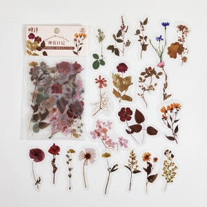 Clear PET Flowers Stickers (40 pcs) - Dried Flowers