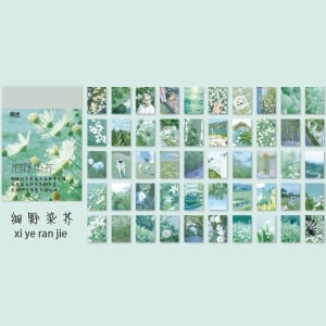 Photo Sticker Book for Journal Ephemeras (50 sheets) - Green Blue tones