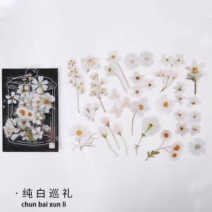 Clear PET Flowers Stickers (40 pcs) - White