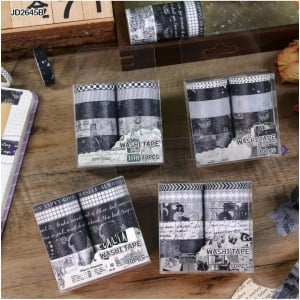 Washi Tapes Box (Set of 10 tapes) - Black and White Pattern (XM-JD2645B)