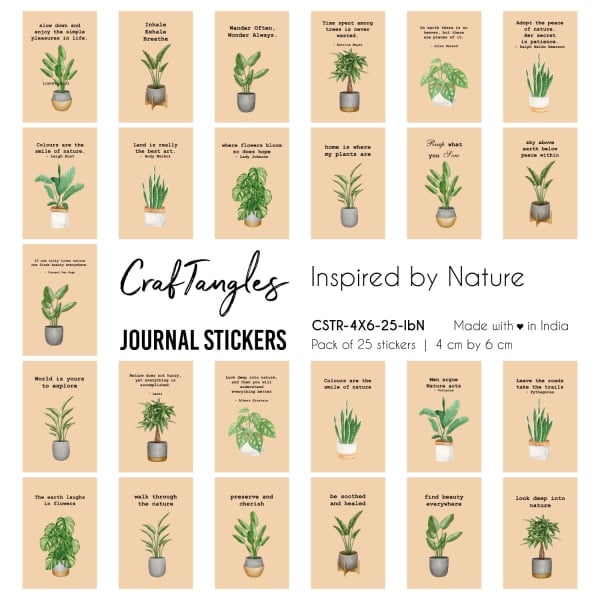 CrafTangles Journal Stickers 4 by 6 cm (Pack of 25 designs) - Inspired by Nature