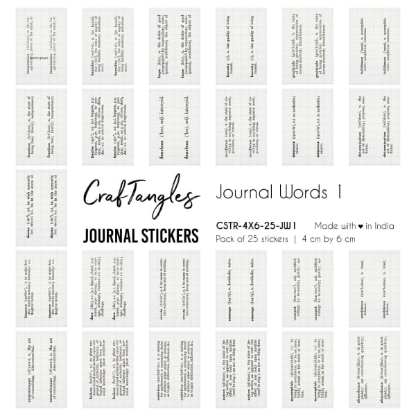 CrafTangles Journal Stickers 4 by 6 cm (Pack of 25 designs) - Journal Words 1