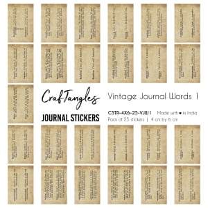 CrafTangles Journal Stickers 4 by 6 cm (Pack of 25 designs) - Vintage Journal words 1