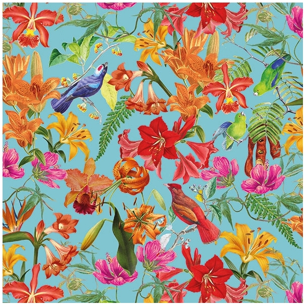 German Decoupage Napkins (5 pcs) - Paradise Bird Petrol
