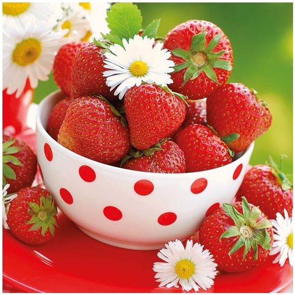 German Decoupage Napkins (5 pcs) - Strawberries in a Bowl