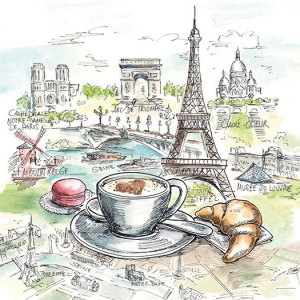 German Decoupage Napkins (5 pcs) - French Breakfast