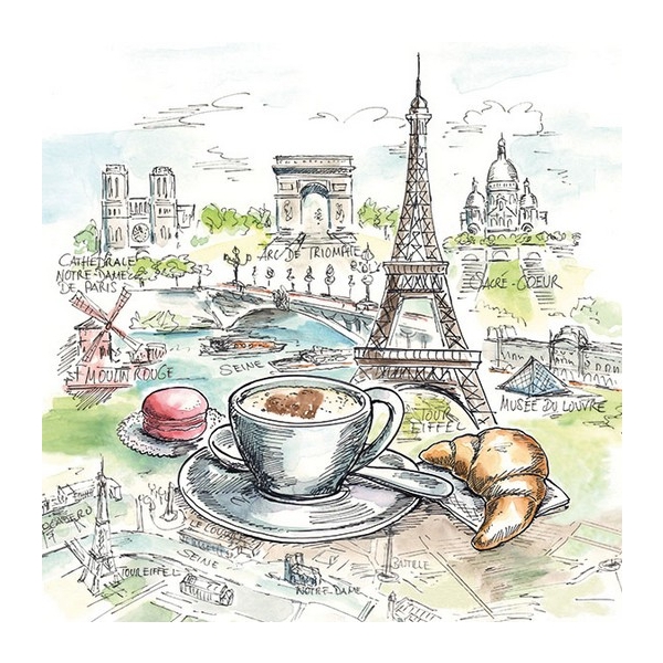 German Decoupage Napkins (5 pcs) - French Breakfast