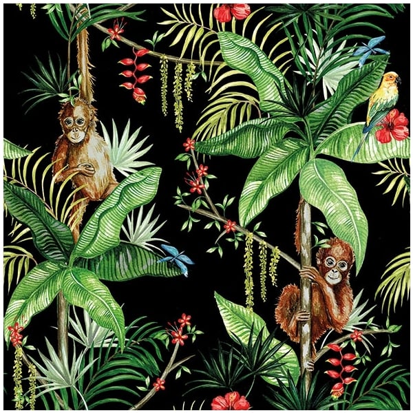 German Decoupage Napkins (5 pcs) - Orangutan Black