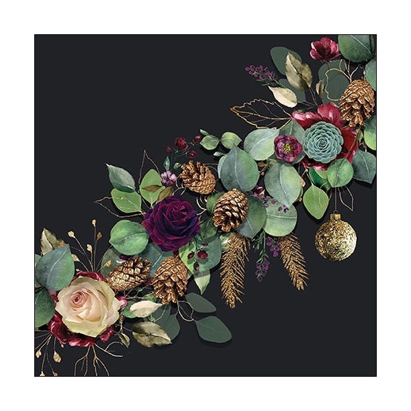 German Decoupage Napkins (5 pcs) - Eucalyptus Black