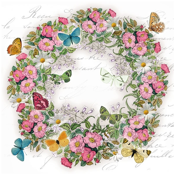 German Decoupage Napkins (5 pcs) - Wreath of Flowers
