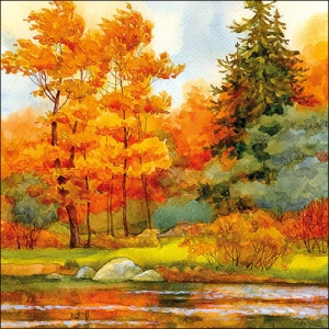 German Decoupage Napkins (5 pcs) - Forest Lake