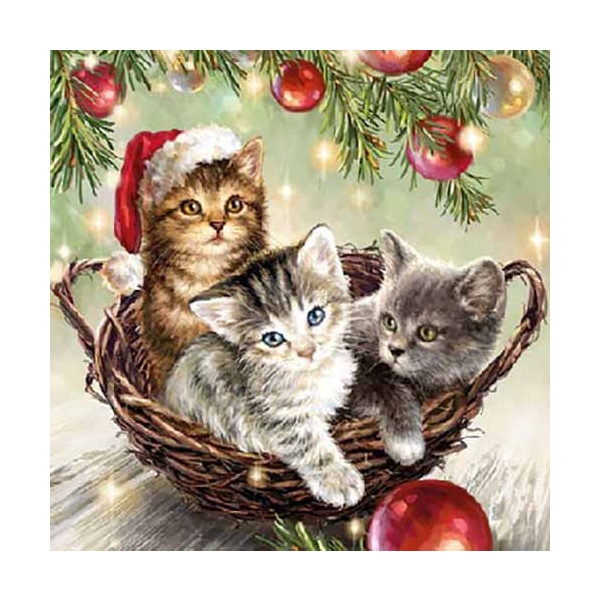 German Decoupage Napkins (5 pcs) - Cats in a Basket