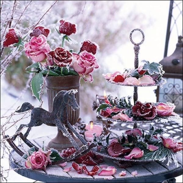 German Decoupage Napkins (5 pcs) - Frozen Roses