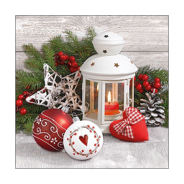 German Decoupage Napkins (5 pcs) - White Lantern (Christmas)