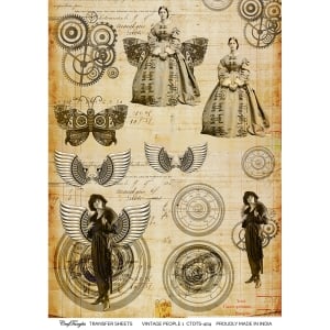 CrafTangles A4 Transfer It Sheets - Vintage People 1