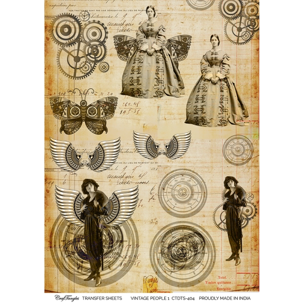 CrafTangles A4 Transfer It Sheets - Vintage People 1