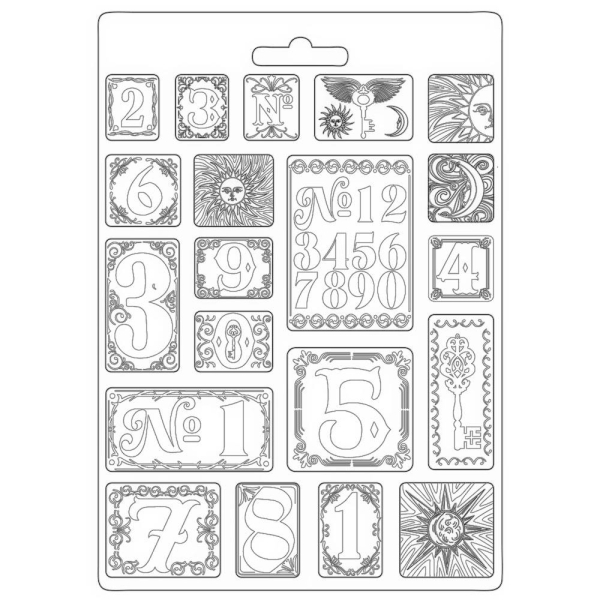 Stamperia Soft Maxi Mould 8.5"X11.5" - Numbers Alchemy