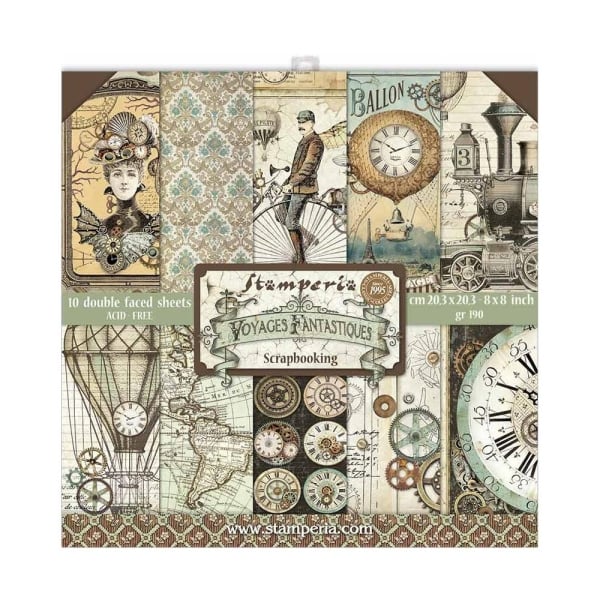 Stamperia Double-Sided Paper Pad 8"X8" 10/Pkg - Voyages Fantastiques