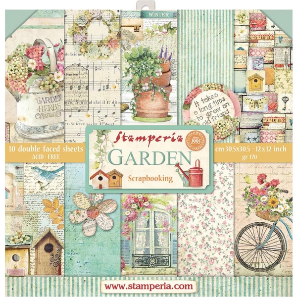 Stamperia Double-Sided Paper Pad 12"X12" 10/Pkg - Garden