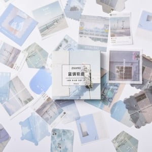 Photo Sticker Book for Journal Ephemeras (80 sheets) - Blues