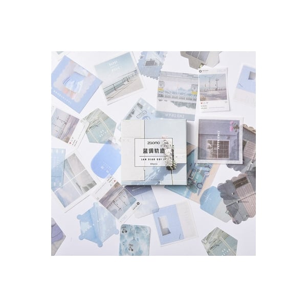 Photo Sticker Book for Journal Ephemeras (80 sheets) - Blues