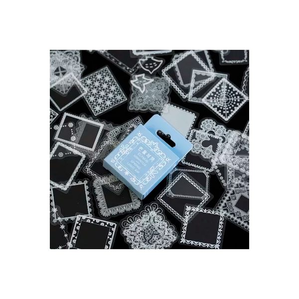 Box Clear PET White Stickers (50 pcs) - Frames (50 pcs)