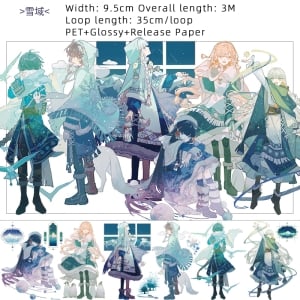 PET Sticker Roll - Anime Girls 3 (3.5 inches by 3 metres)
