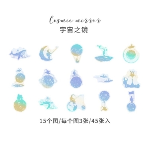 Holographic Clear PET Flowers Stickers (45 pcs) - Travel