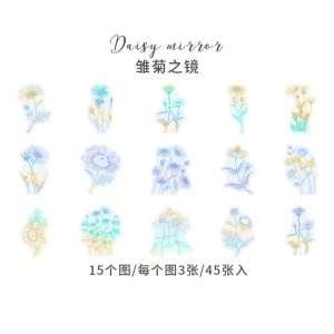 Holographic Clear PET Flowers Stickers (45 pcs) - Flowers