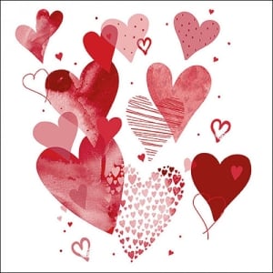 German Decoupage Napkins (5 pcs) - With Love (Red)