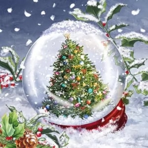 German Decoupage Napkins (5 pcs) - Tree in Snowglobe (Christmas)