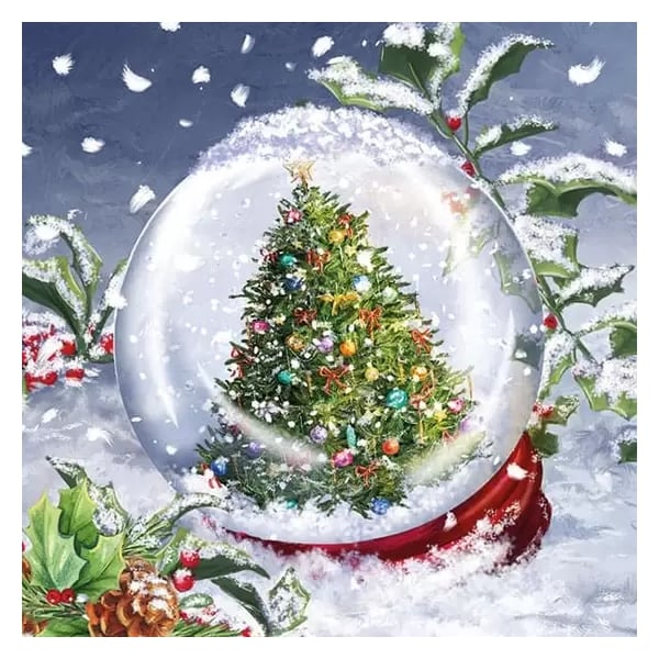 German Decoupage Napkins (5 pcs) - Tree in Snowglobe (Christmas)