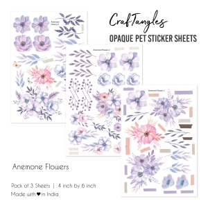 CrafTangles Opaque clear PET Sticker sheets - Anemone Flowers