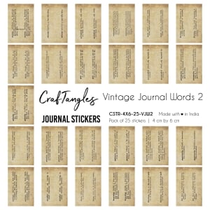 CrafTangles Journal Stickers 4 by 6 cm (Pack of 25 designs) - Vintage Journal words 2