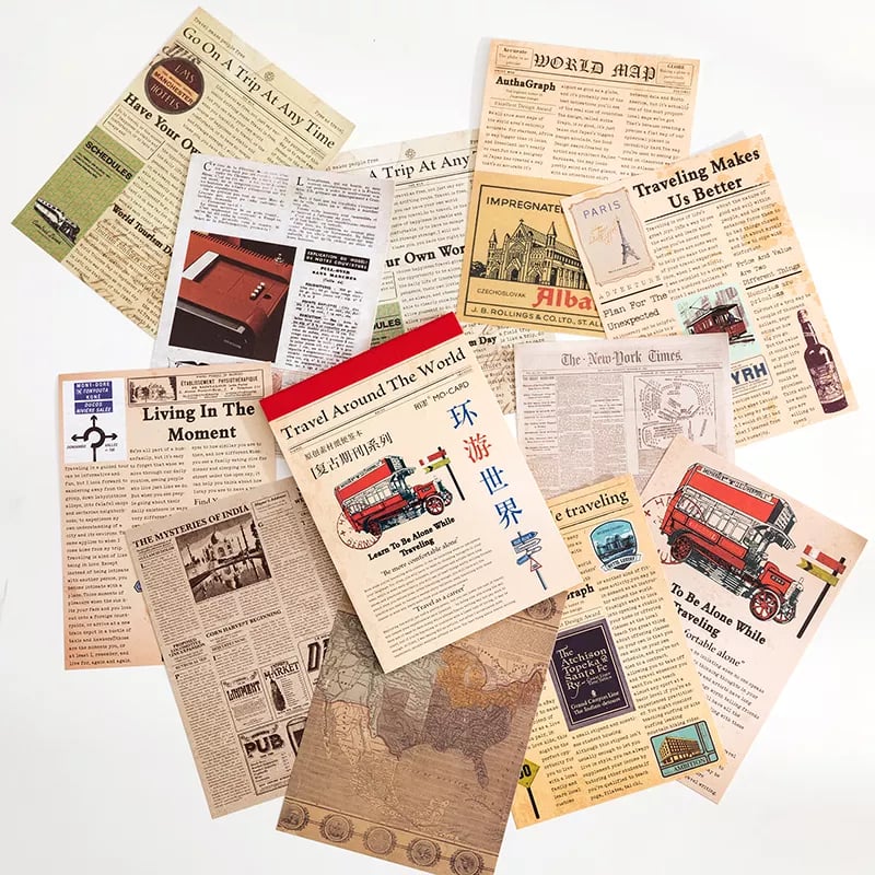 Vintage Journalling Pattern Paper Booklet - Travel Around the World 1