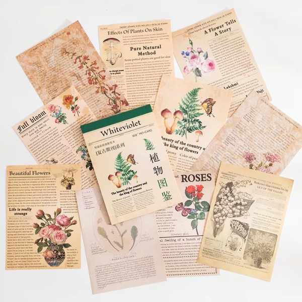 Vintage Journalling Pattern Paper Booklet - White Violet