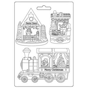 Stamperia Soft Maxi Mould A5 - Train Santa Claus